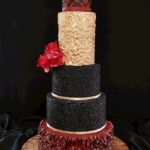 szkolenia cukiernicze - tort weselny czarno-złoto-bordowy