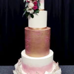 torty bialystok - weselny wysoki semi-naked biało-różowo-brązowy